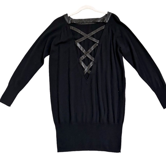 Skaist Taylor Black Wool Mini Sweater Dress Size Large - Picture 2 of 12